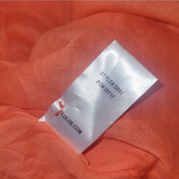 NWT Lulus Fabiola Coral Orange Embroidered Halter Shift Dress S - Picture 14 of 14